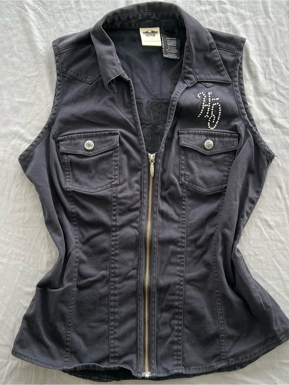 Harley-Davidson Black Women's Studded Zip Vest